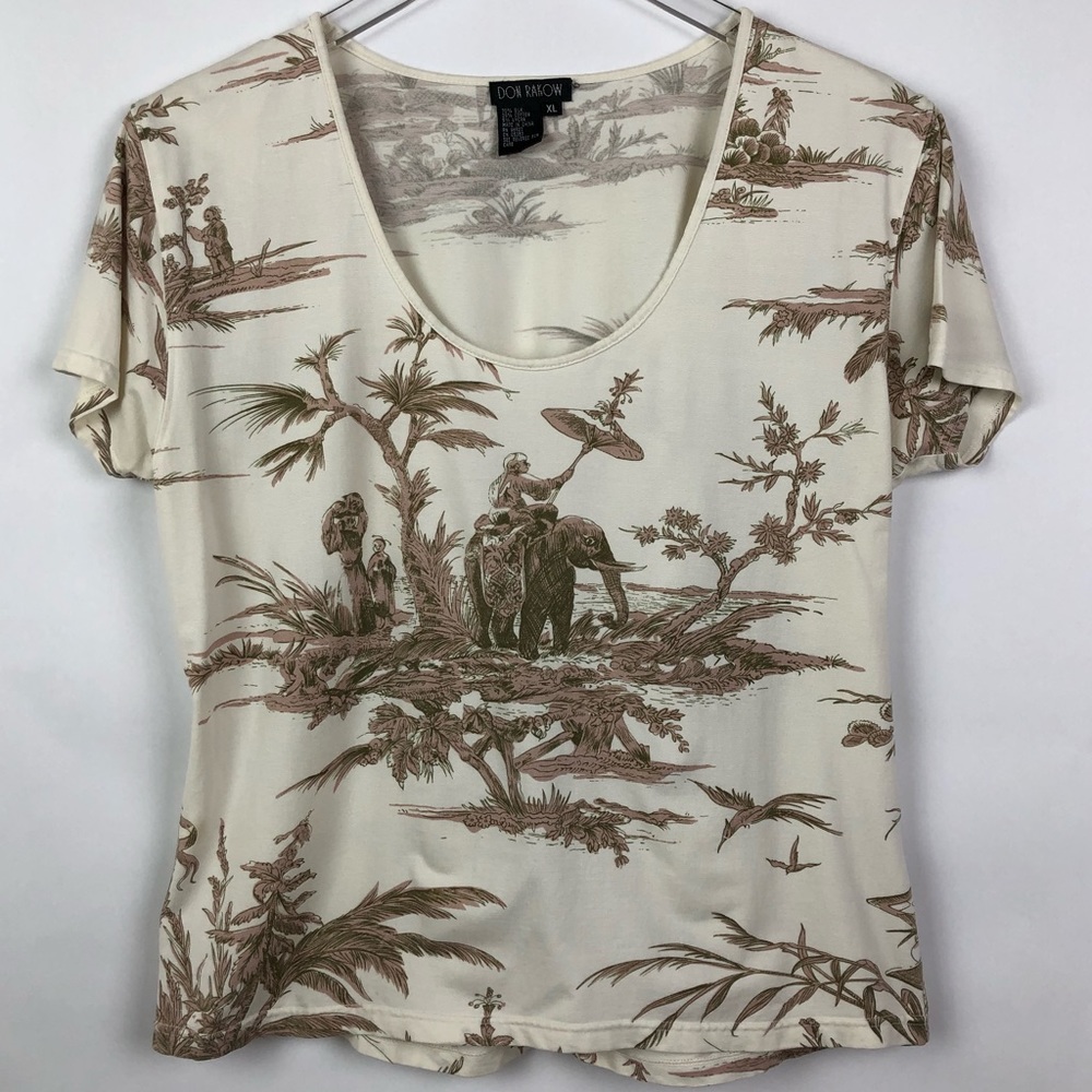 Don Rakow | Elephant Graphic Print Top | XL